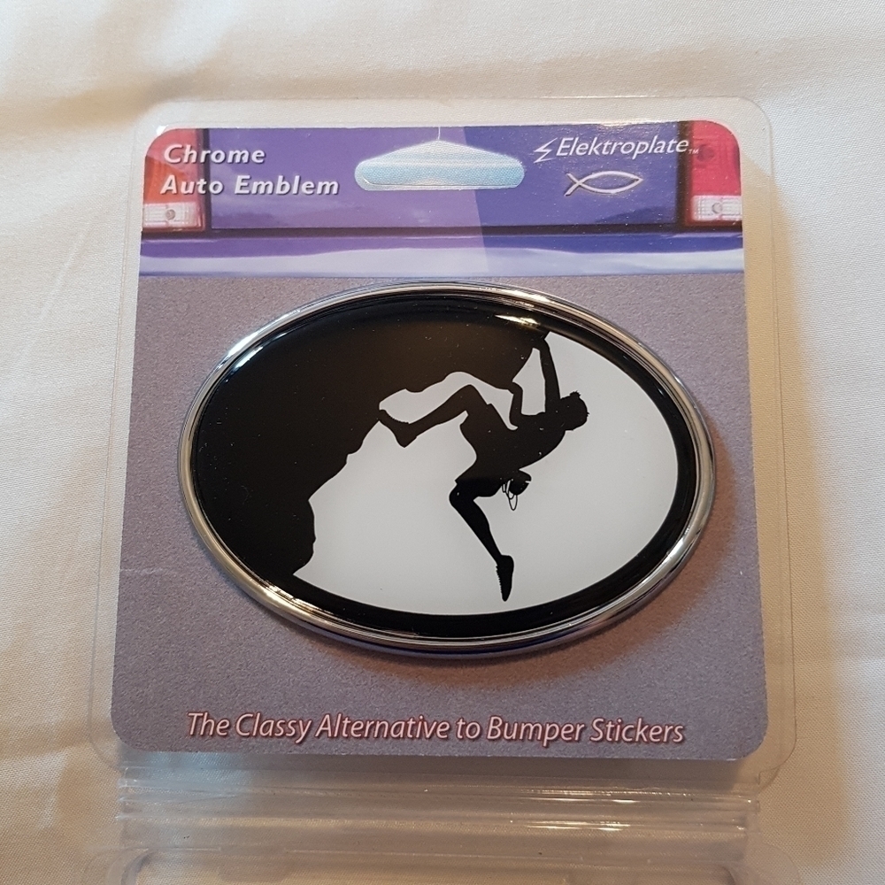 Electroplate climbing chrome auto emblem